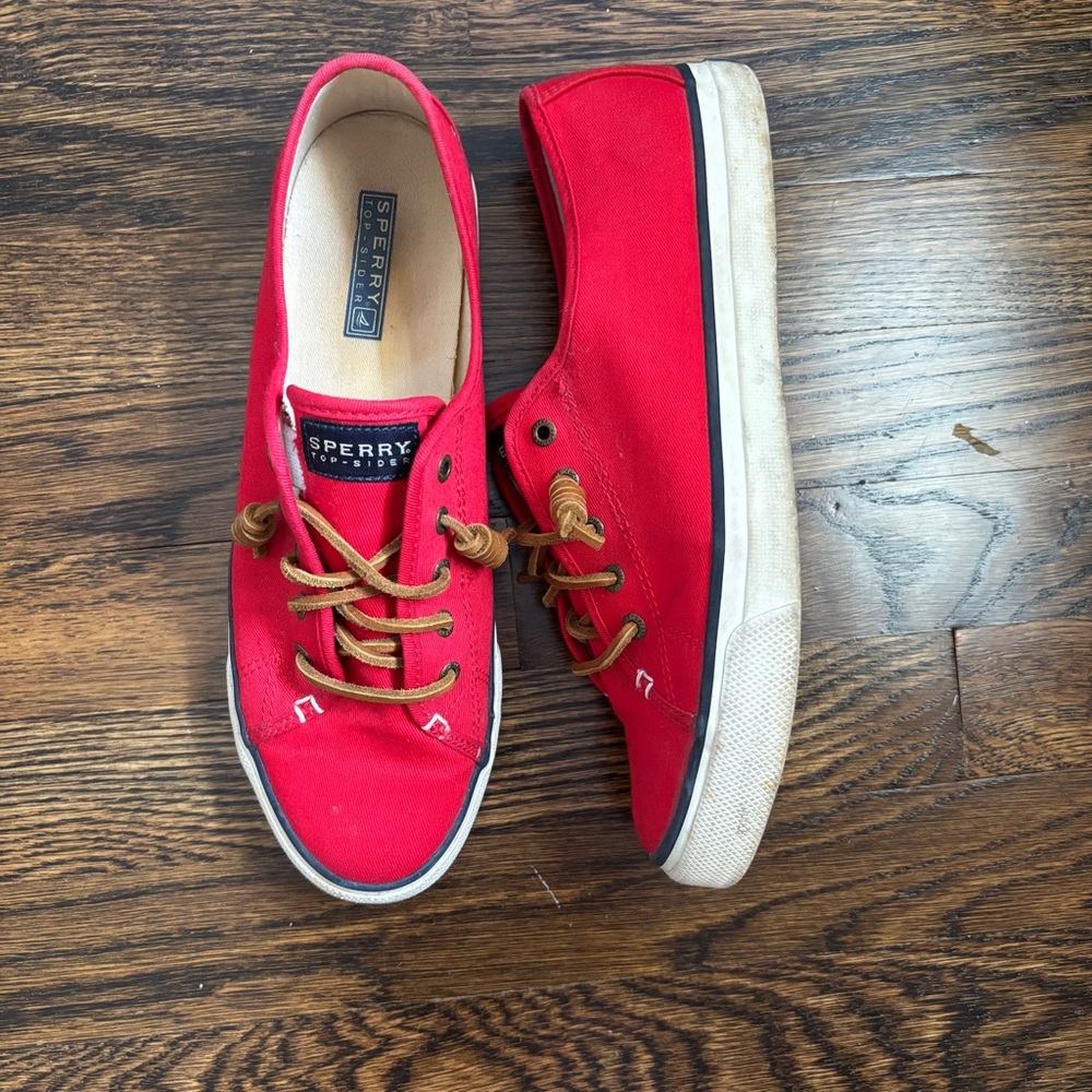 Sperry Red Canvas Boat Shoe